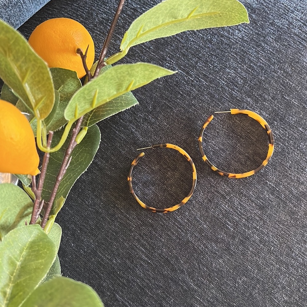 3 for $10 Tortoise shell large hoop earrings